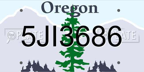 5JI3686 Oregon License Plate