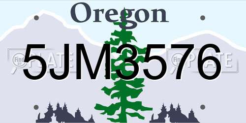 5JM3576 Oregon License Plate