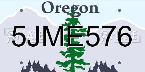 5JME576 Oregon License Plate