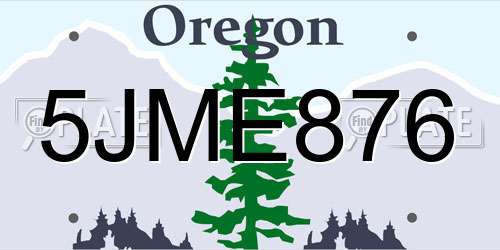 5JME876 Oregon License Plate