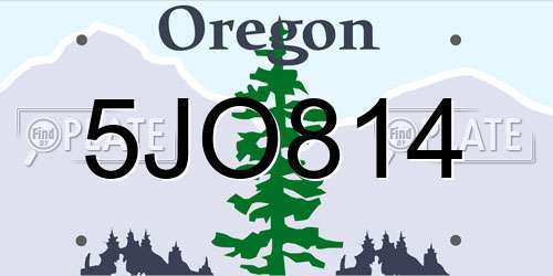 5JO814 Oregon License Plate