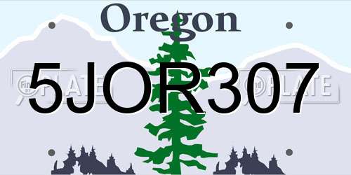 5JOR307 Oregon License Plate