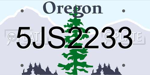 5JS2233 Oregon License Plate