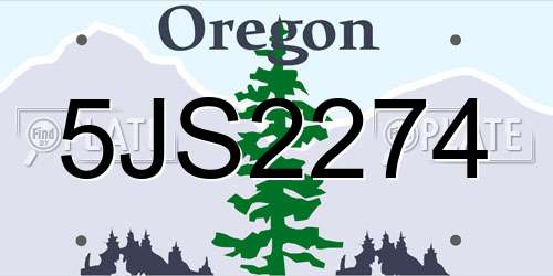 5JS2274 Oregon License Plate
