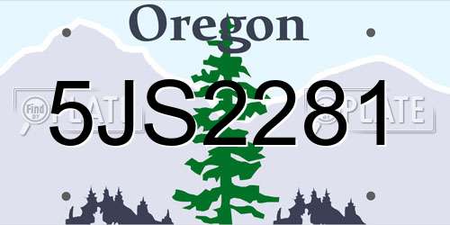 5JS2281 Oregon License Plate
