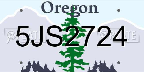 5JS2724 Oregon License Plate