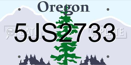 5JS2733 Oregon License Plate