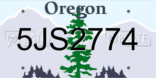 5JS2774 Oregon License Plate