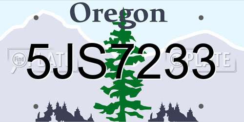 5JS7233 Oregon License Plate