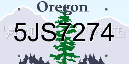 5JS7274 Oregon License Plate