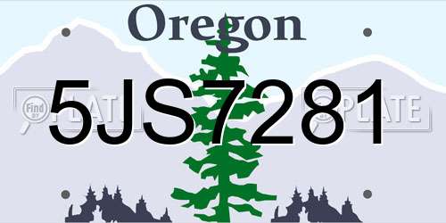5JS7281 Oregon License Plate
