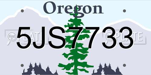 5JS7733 Oregon License Plate