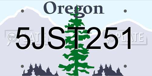5JST251 Oregon License Plate