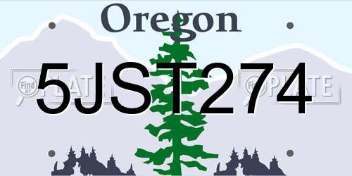 5JST274 Oregon License Plate