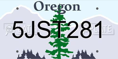 5JST281 Oregon License Plate