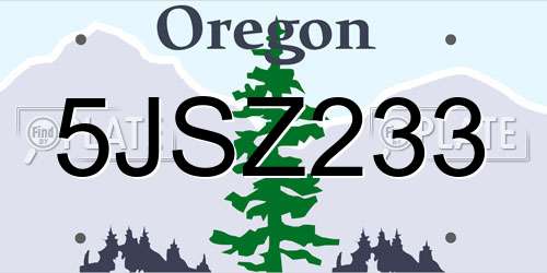 5JSZ233 Oregon License Plate
