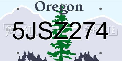 5JSZ274 Oregon License Plate