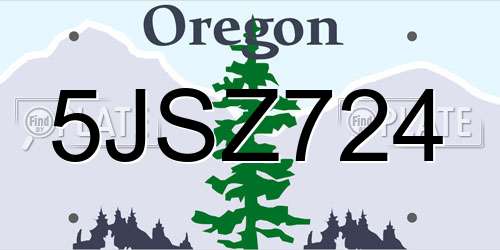 5JSZ724 Oregon License Plate