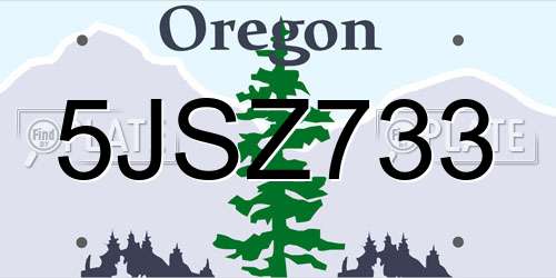 5JSZ733 Oregon License Plate