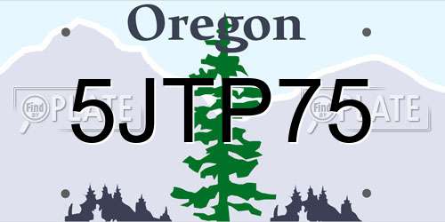 5JTP75 Oregon License Plate