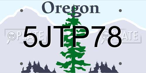 5JTP78 Oregon License Plate