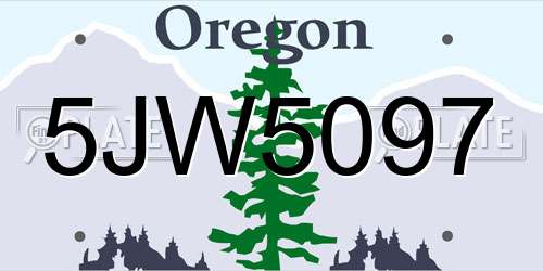 5JW5097 Oregon License Plate