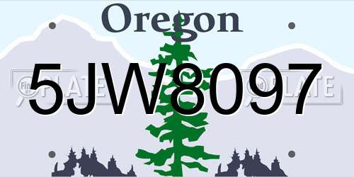 5JW8097 Oregon License Plate