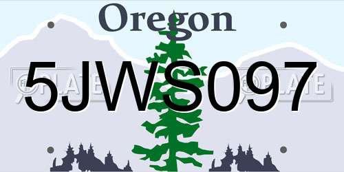 5JWS097 Oregon License Plate