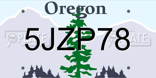 5JZP78 Oregon License Plate
