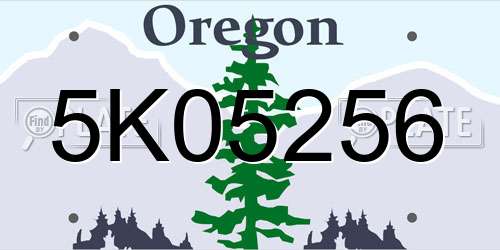 5K05256 Oregon License Plate