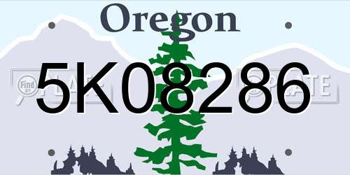 5K08286 Oregon License Plate