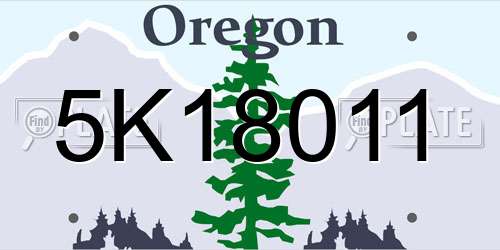 5K18011 Oregon License Plate