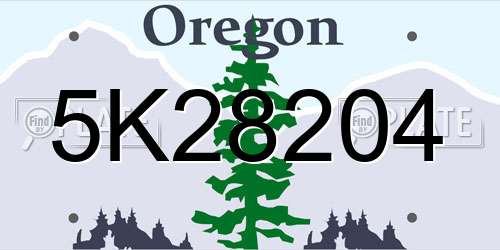 5K28204 Oregon License Plate