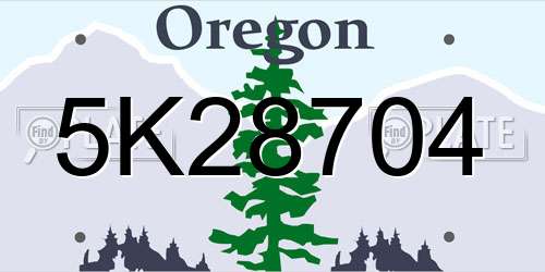 5K28704 Oregon License Plate