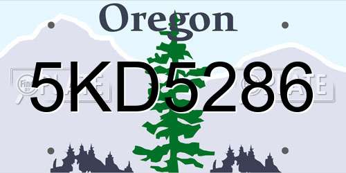 5KD5286 Oregon License Plate