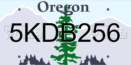 5KDB256 Oregon License Plate
