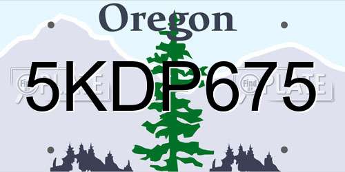 5KDP675 Oregon License Plate