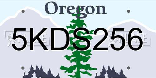 5KDS256 Oregon License Plate