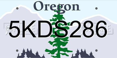 5KDS286 Oregon License Plate