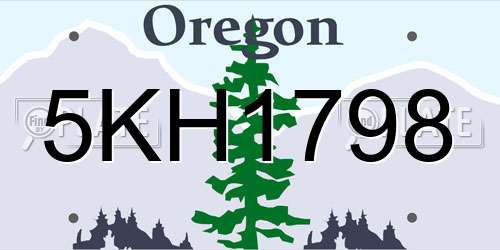 5KH1798 Oregon License Plate
