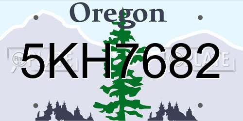 5KH7682 Oregon License Plate