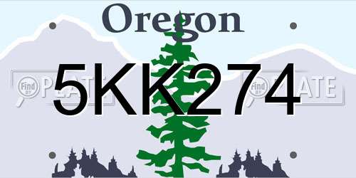 5KK274 Oregon License Plate