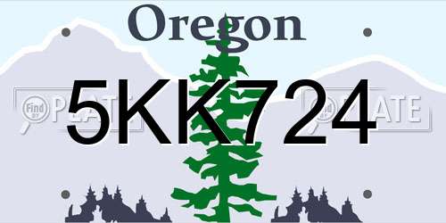5KK724 Oregon License Plate