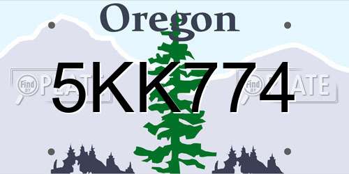 5KK774 Oregon License Plate