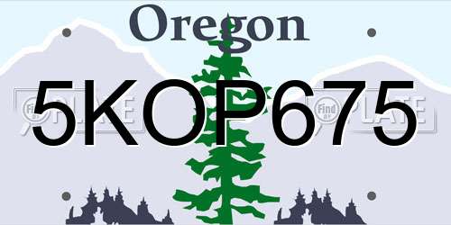 5KOP675 Oregon License Plate