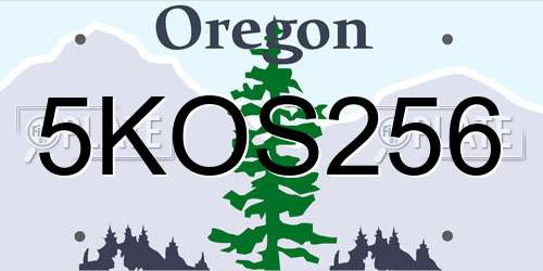 5KOS256 Oregon License Plate