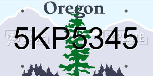 5KP5345 Oregon License Plate