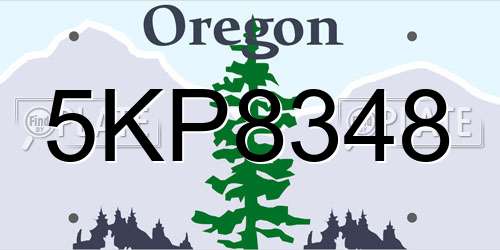 5KP8348 Oregon License Plate