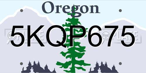 5KQP675 Oregon License Plate