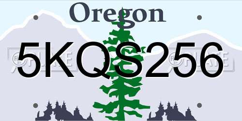 5KQS256 Oregon License Plate